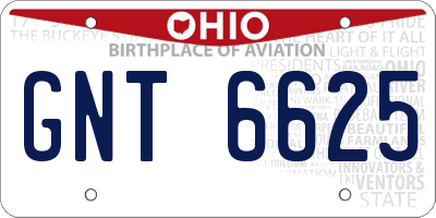 OH license plate GNT6625