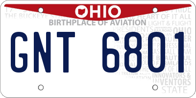 OH license plate GNT6801