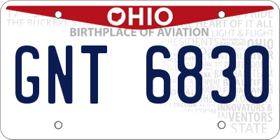 OH license plate GNT6830