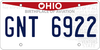 OH license plate GNT6922