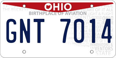 OH license plate GNT7014