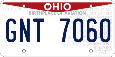 OH license plate GNT7060