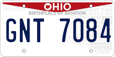 OH license plate GNT7084