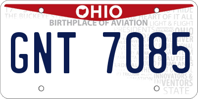 OH license plate GNT7085