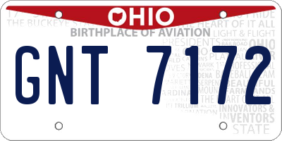 OH license plate GNT7172