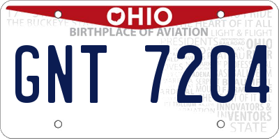 OH license plate GNT7204