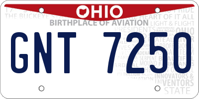OH license plate GNT7250