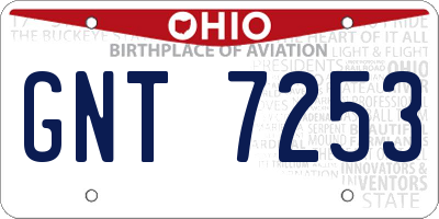 OH license plate GNT7253