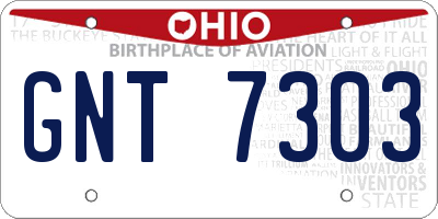 OH license plate GNT7303