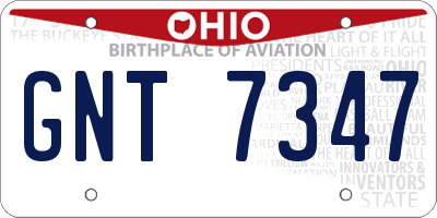 OH license plate GNT7347