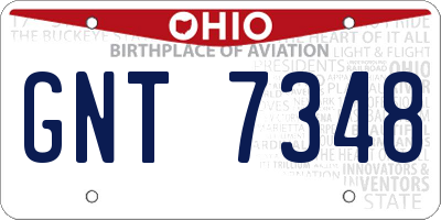 OH license plate GNT7348