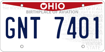 OH license plate GNT7401