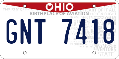 OH license plate GNT7418