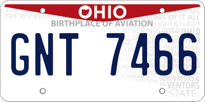 OH license plate GNT7466