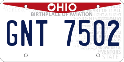 OH license plate GNT7502