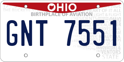 OH license plate GNT7551