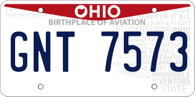 OH license plate GNT7573