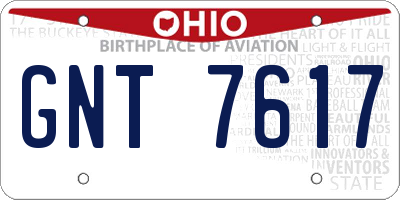OH license plate GNT7617