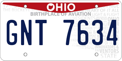 OH license plate GNT7634