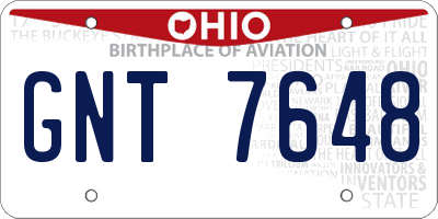OH license plate GNT7648