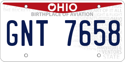 OH license plate GNT7658