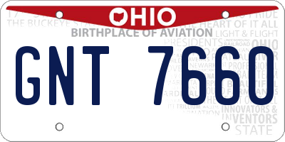OH license plate GNT7660