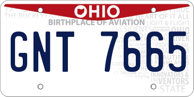 OH license plate GNT7665