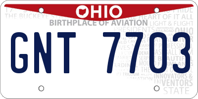 OH license plate GNT7703