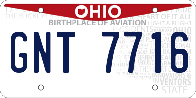 OH license plate GNT7716