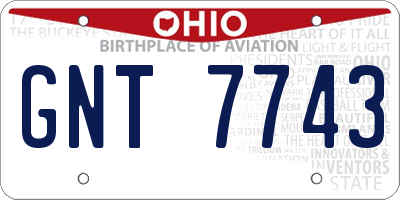 OH license plate GNT7743