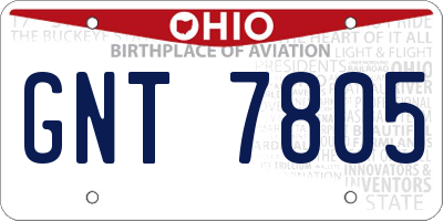 OH license plate GNT7805