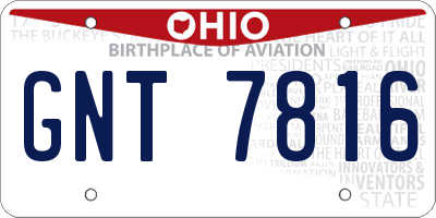 OH license plate GNT7816