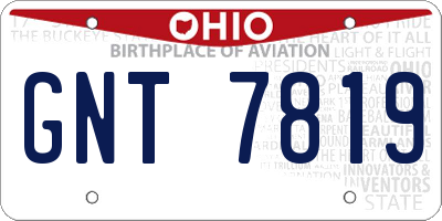 OH license plate GNT7819