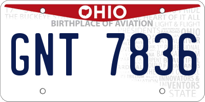 OH license plate GNT7836
