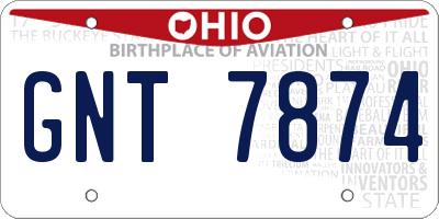 OH license plate GNT7874