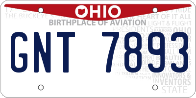 OH license plate GNT7893