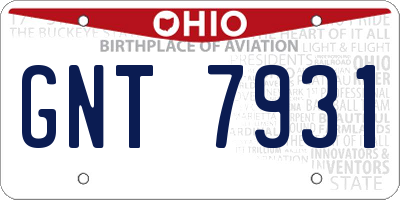 OH license plate GNT7931