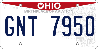 OH license plate GNT7950