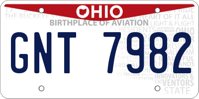 OH license plate GNT7982
