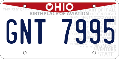 OH license plate GNT7995