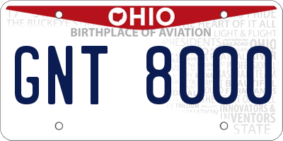 OH license plate GNT8000