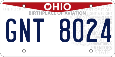 OH license plate GNT8024
