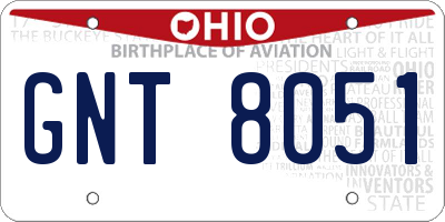 OH license plate GNT8051