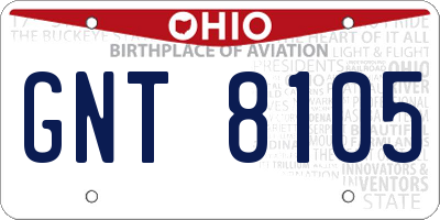 OH license plate GNT8105