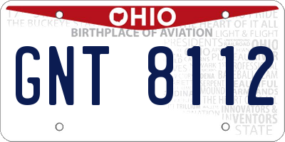 OH license plate GNT8112