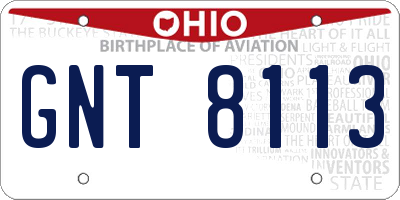 OH license plate GNT8113