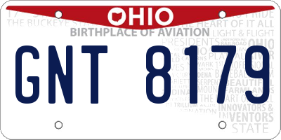 OH license plate GNT8179