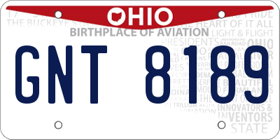 OH license plate GNT8189