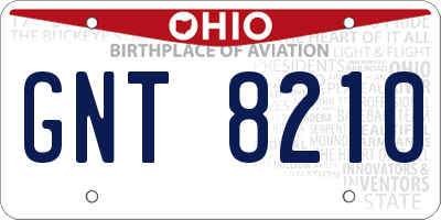 OH license plate GNT8210