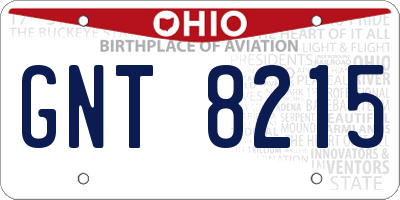 OH license plate GNT8215